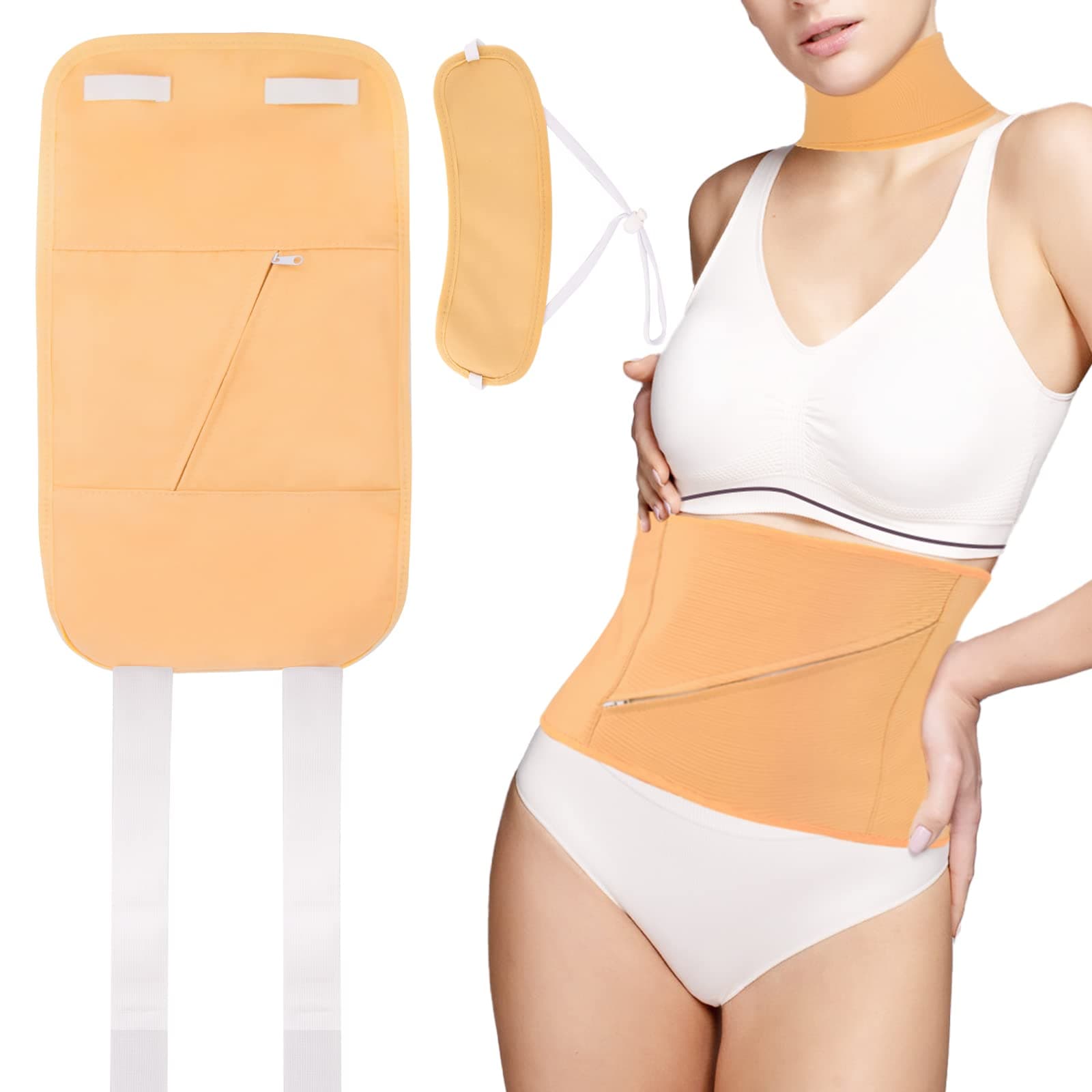 Castor Oil Pack Wrap Kit, Reusable Organic Patch with Hot Cold Pack for Detox Insomnia Constipation, Anti Oil Leak, Machine Washable(Essential Oil Free)