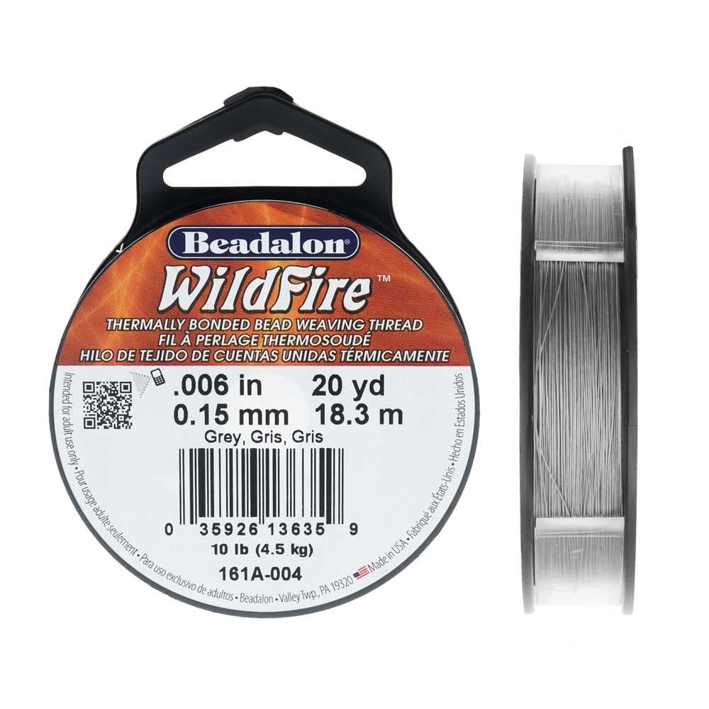 Wildfire Thermal Bonded Beading Thread, .006 Inch Thick, 20 Yard Spool, Gray