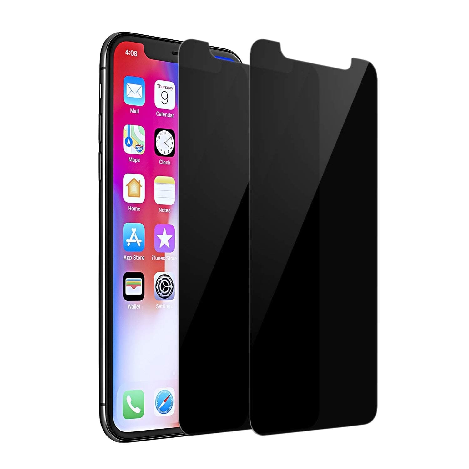 Privacy Screen Protector iPhone X,Entwth Case Friendly 3D Touch 9H Hardness Anti Spy/Scratch/Fingerprint Tempered Glass Film for iPhone X/10, Easy Install Bubble Free(Black,2 Packs)