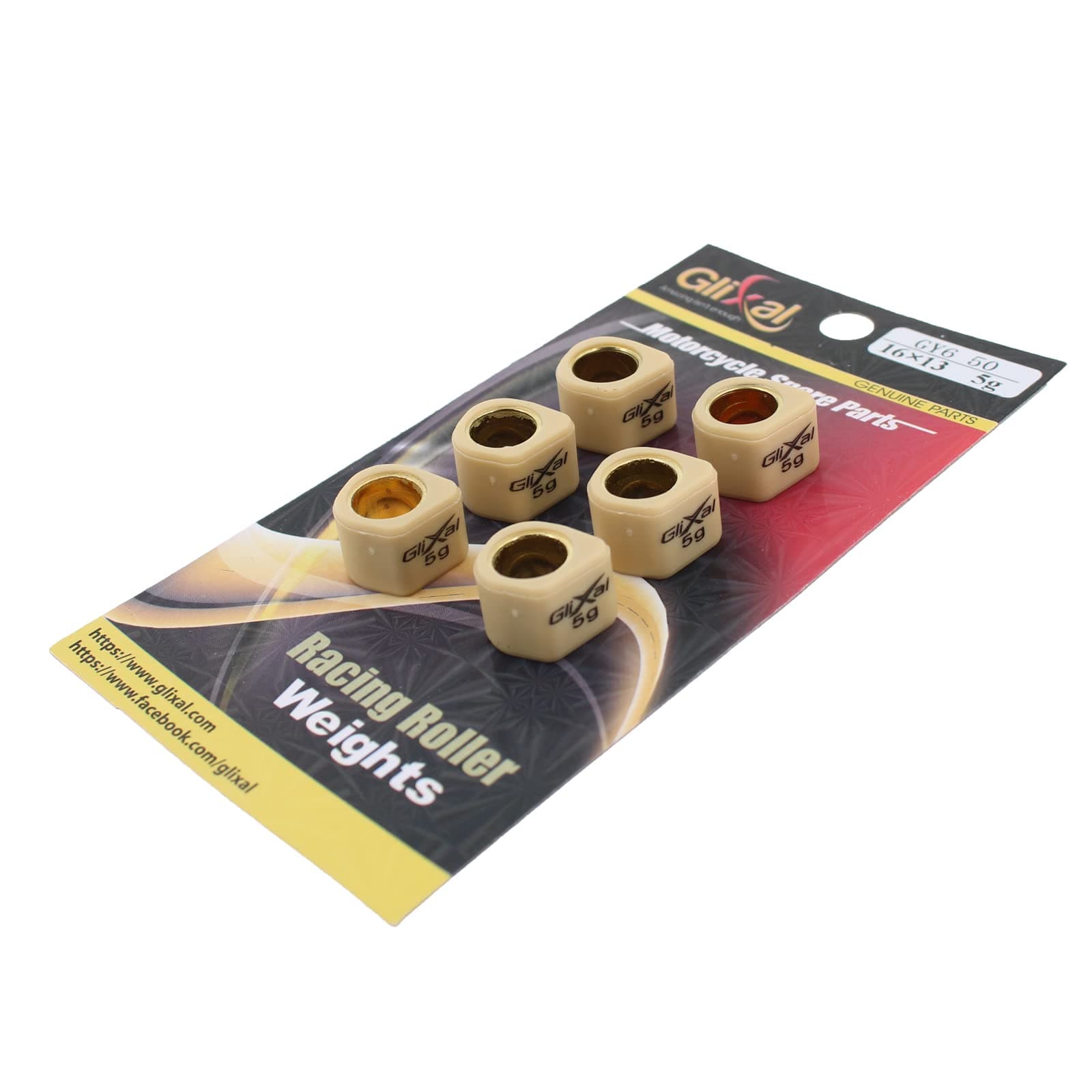 Glixal 16x13mm High Performance Polygon Variator Sliders, Racing Sliding Roller Weights 139QMB GY6 50cc - 100cc Scooter Moped ATV (5 Gram)