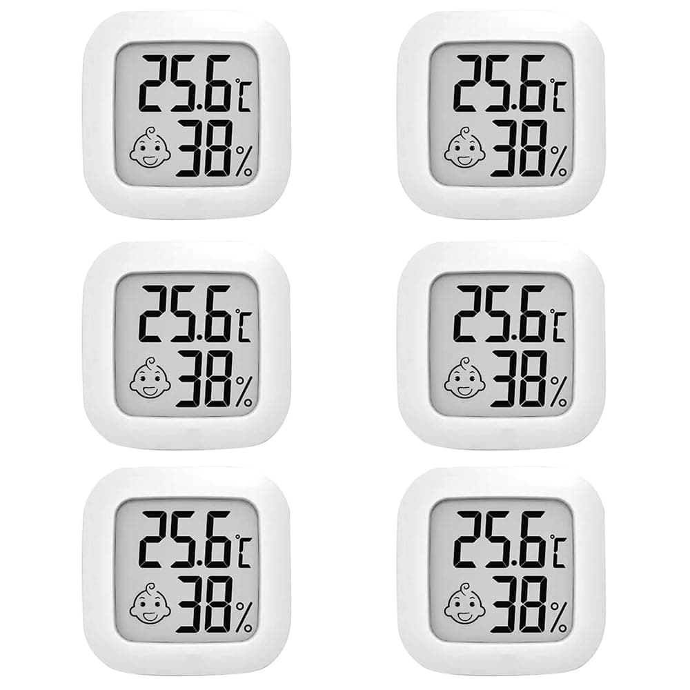 OPPERD 6 Pcs LCD Digital Hygrometer Thermometer, Mini Digital Room Temperature Monitor, Indoor Temperature Humidity Monitor for Bedroom, Car, Baby Room, Warehouse, Cellar, Office