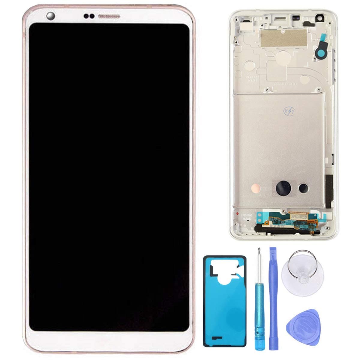 LCD Display Screen and Digitizer Touch Screen Assembly with Frame for LG G6 H870 H871 H872 LS993 VS998 (White)