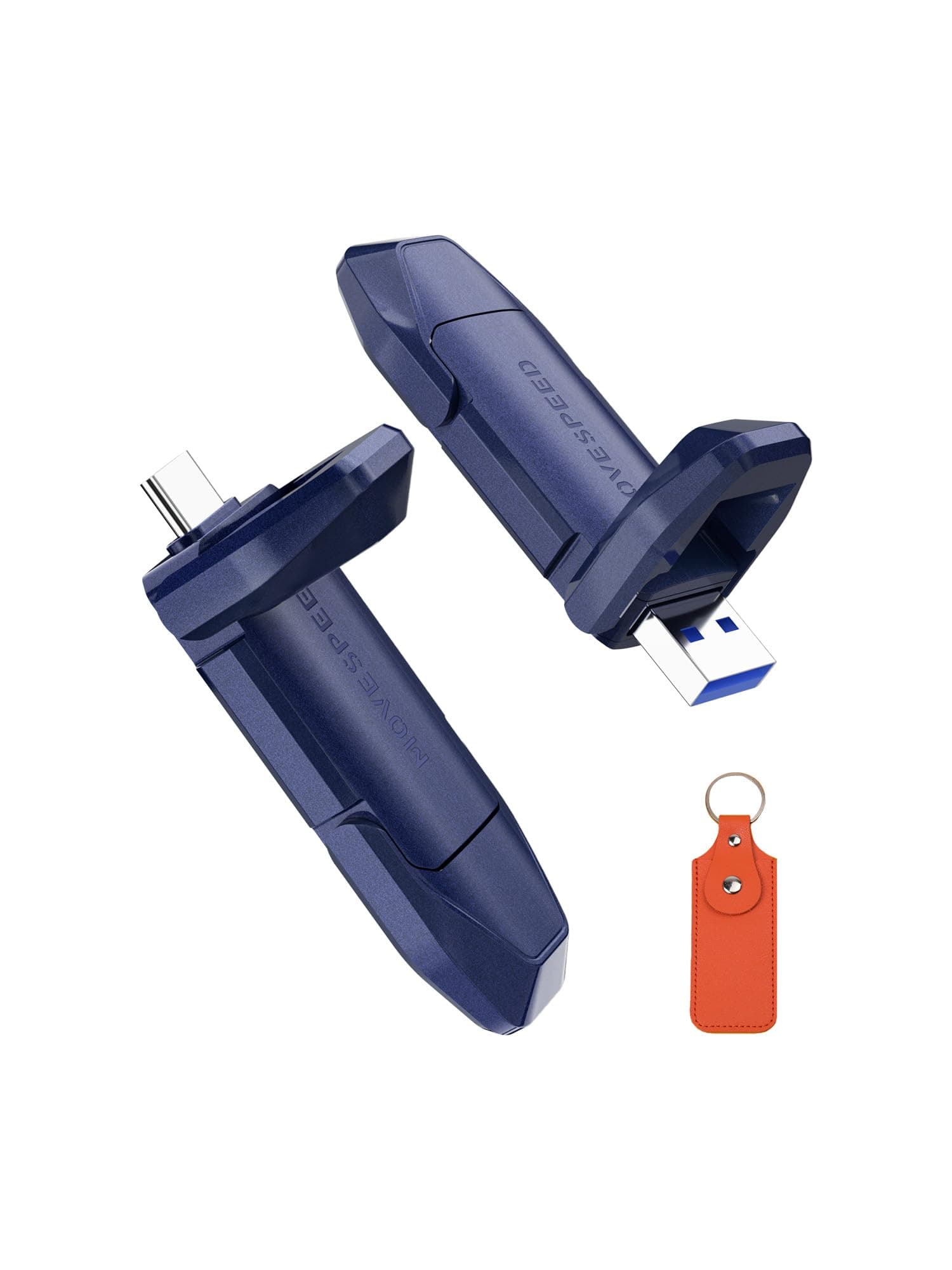 MOVE SPEED 2TB Solid State Flash Drive, 1000MB/s Read Write Speed, USB 3.2 Gen2 & Type C Dual Interface SSD with Keychain Leather Case Thumb Drive for iPhone 15 16 Series/MacBook/Android Phone etc