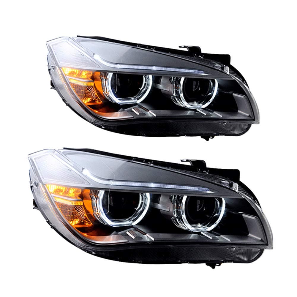 2PCS Headlight Assemblies For BMW E84 X1 2009-2014 Bi-Xenon Lens Projector Double Beam Xenon HID KIT With LED Daytime Running Lights