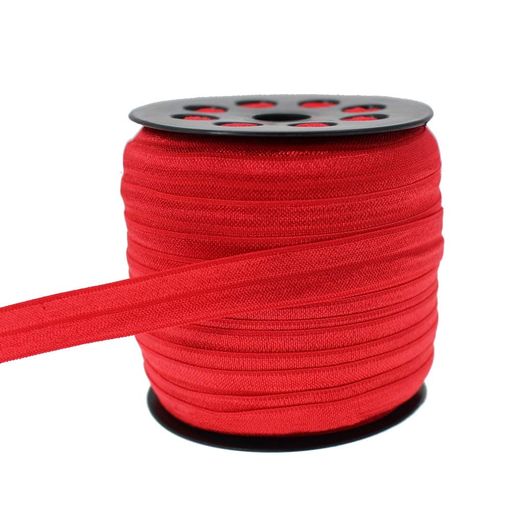 Red Fold Over Elastic 5/8 inch 15mm Elastic Bands for Sewing 40 Yards Wide Elastic Headbands Stretchy Ribbon for Crafts-Elastic Straps Trim for Girls Hair Ties-Bow-DIY Projects-Clothes