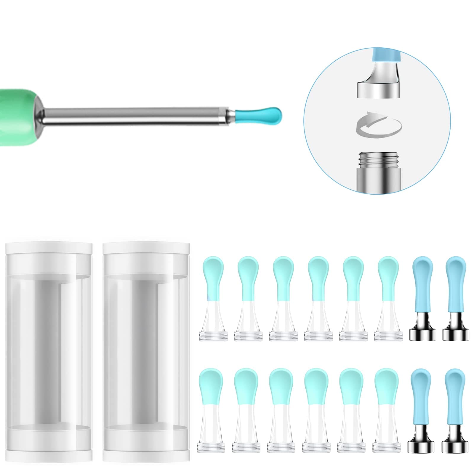 Ear Cleaner Replacement Tips, 16 Pieces Waterproof Silicone Ear Spoon for Ear Wax Removal Endoscope, BEBIRD Original Ear Cleaner Tips for R1/R3/W3