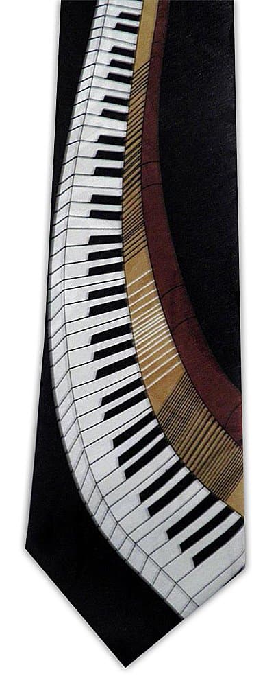 Piano Keys on Black Music Tie