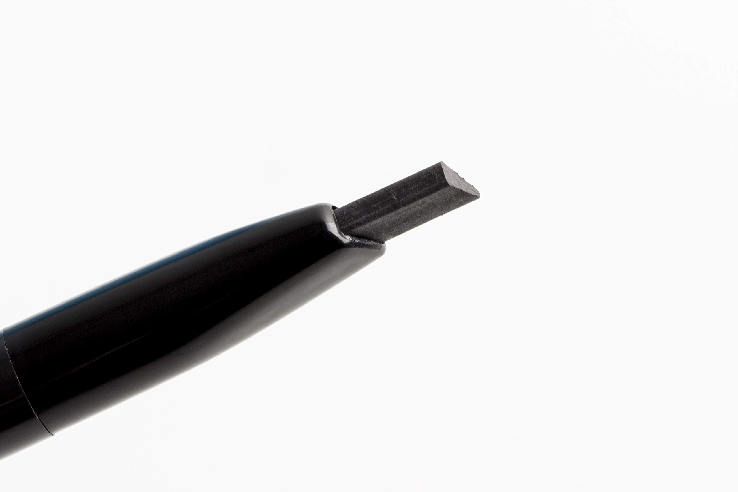 Triangular Point Eyebrow Pencil with Built-in Spoolie Brush for Easy on the Go Application in Black