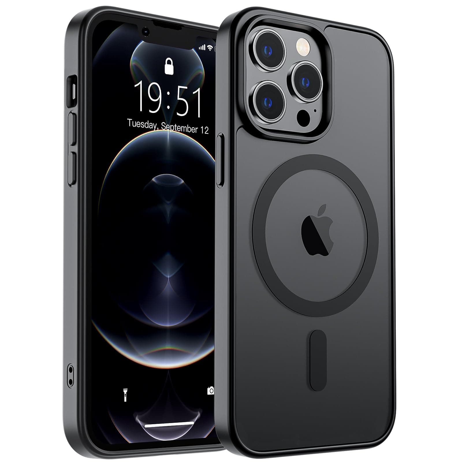 supfine Magnetic for iPhone 12 Pro Max Case (Compatible with MagSafe) (Military Grade Drop Protection) Slim Translucent Matte Shockproof with Anti-Fingerprint Phone Case,Black