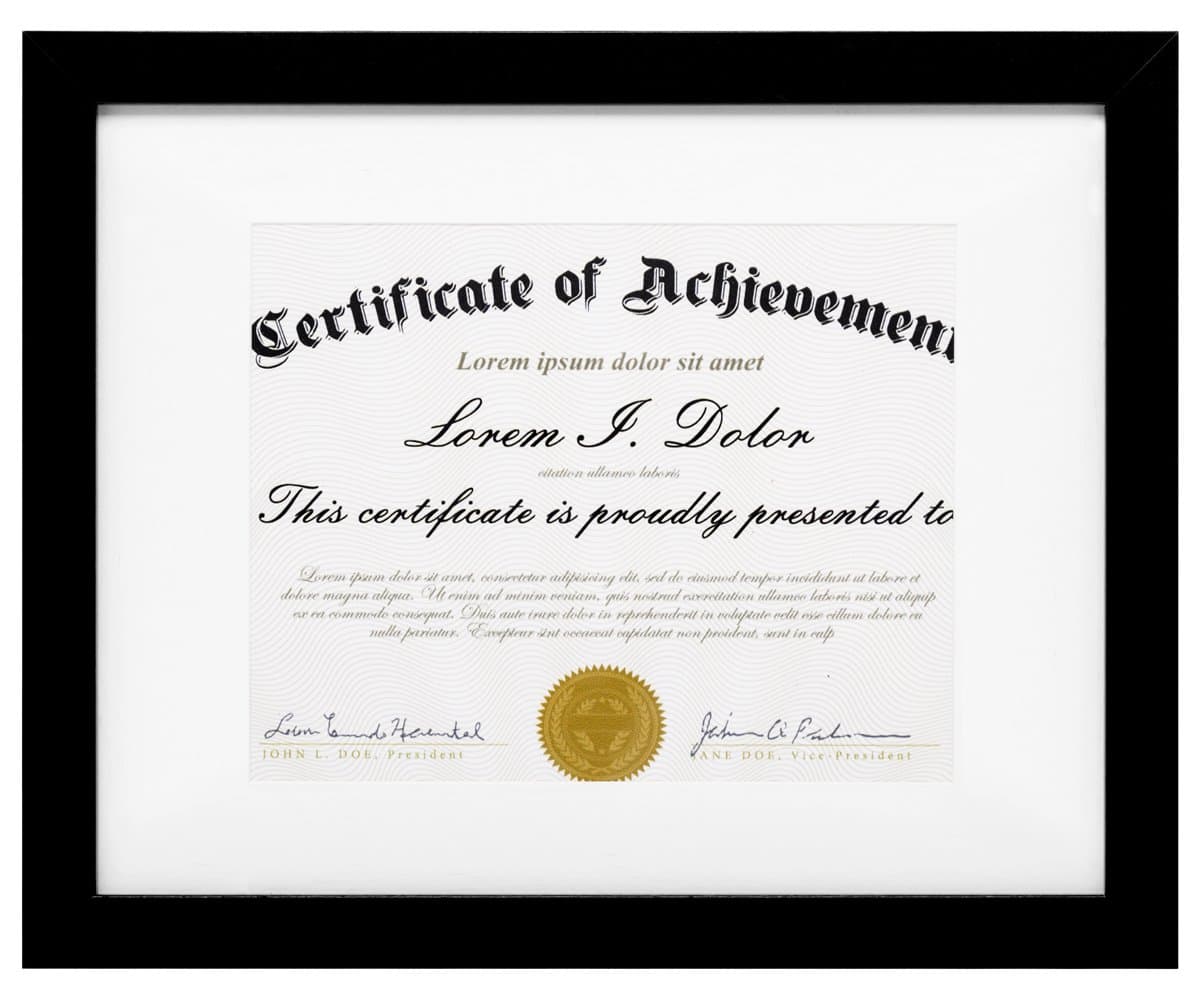 Last G 11x14 Document Frame to Display 8.5x11 Inch with Mat and 11x14 Inch without Mat Certificate Frames Black