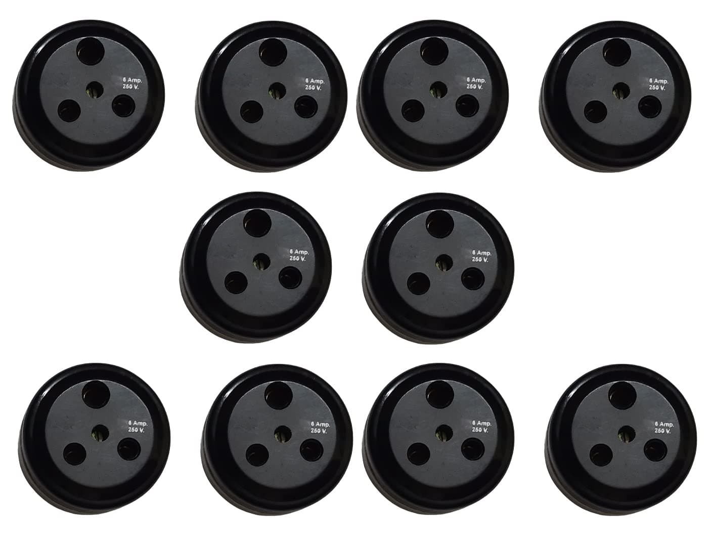 The Transparent Vintage Bakelite Socket - ISI Mark & BIS Certified, 6ampere, 250volts with Ceramic Base (Standard Size, Black) Set of 10…