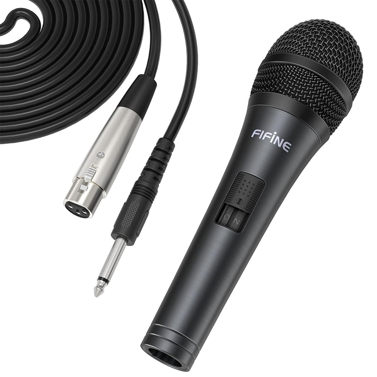 FIFINE Wired Microphone for Amplifier/Speaker,Handheld Dynamic Mic for DJ, Karaoke, Plug in Microphone with Cord for Singing, Vocal Recording-K6