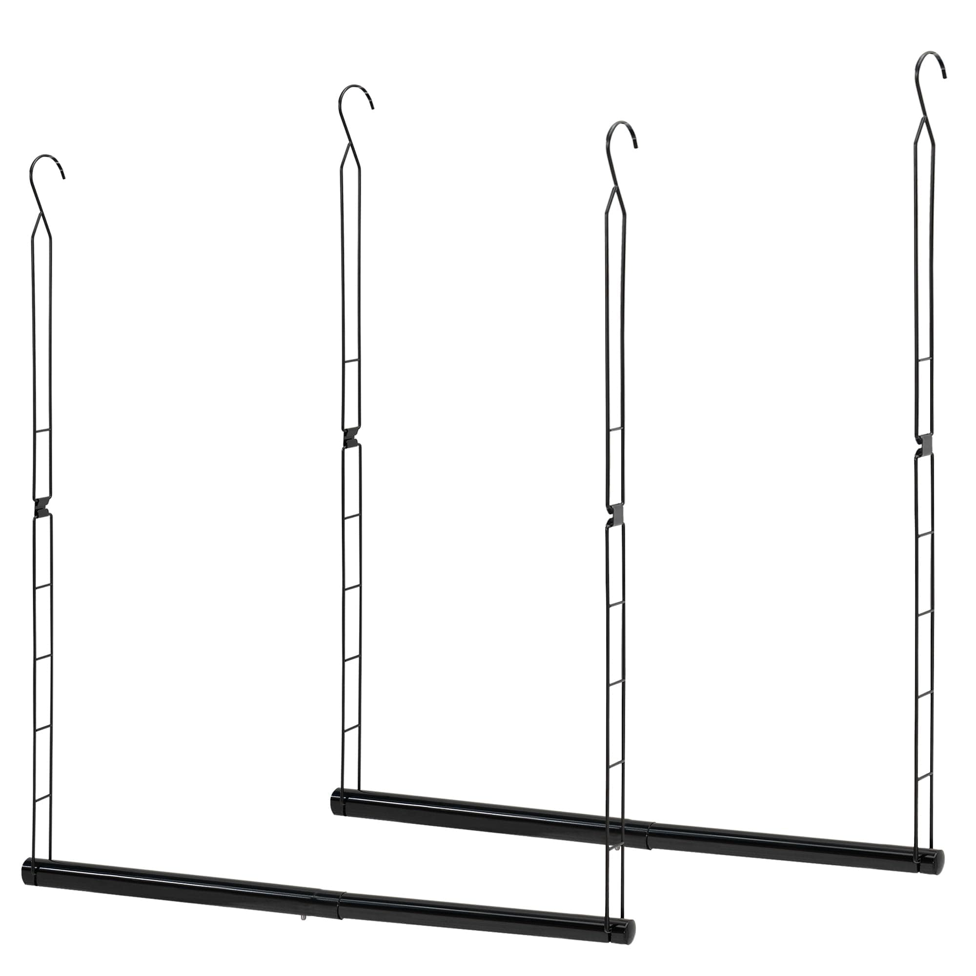 STORAGE MANIAC 2-Pack Hanging Closet Rod, Adjustable Width and Height, Space-Saving Clothes Hanging Bar, Black