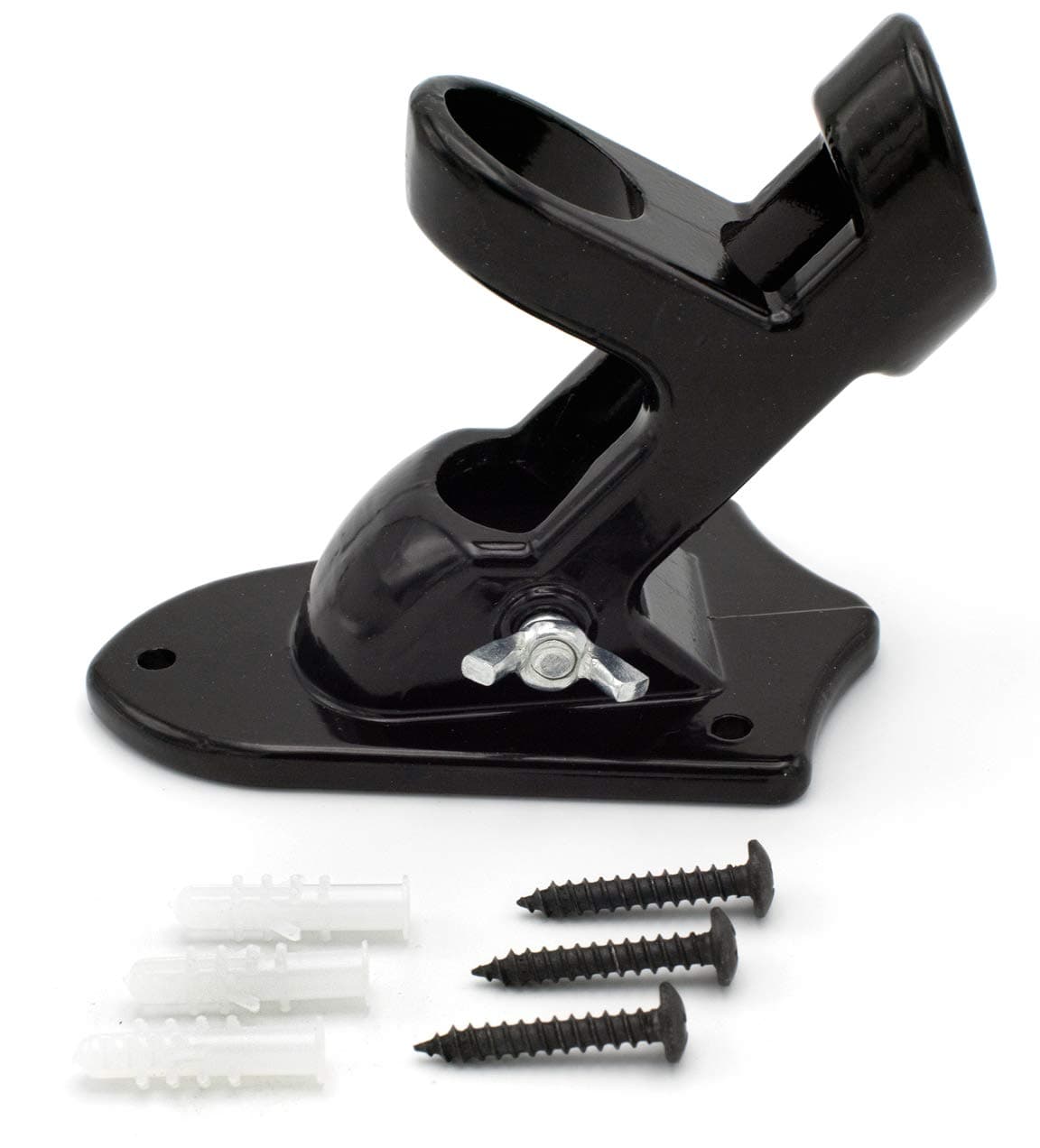 Heavy-Duty Aluminum Flag Pole Holder Mounting Bracket - 2-Position Wall Mount Kit with Stainless Steel Hardware - Rust-Free & Powder Coated Finish - Fits 1 Inch Diameter Flag Poles (Matte Black)