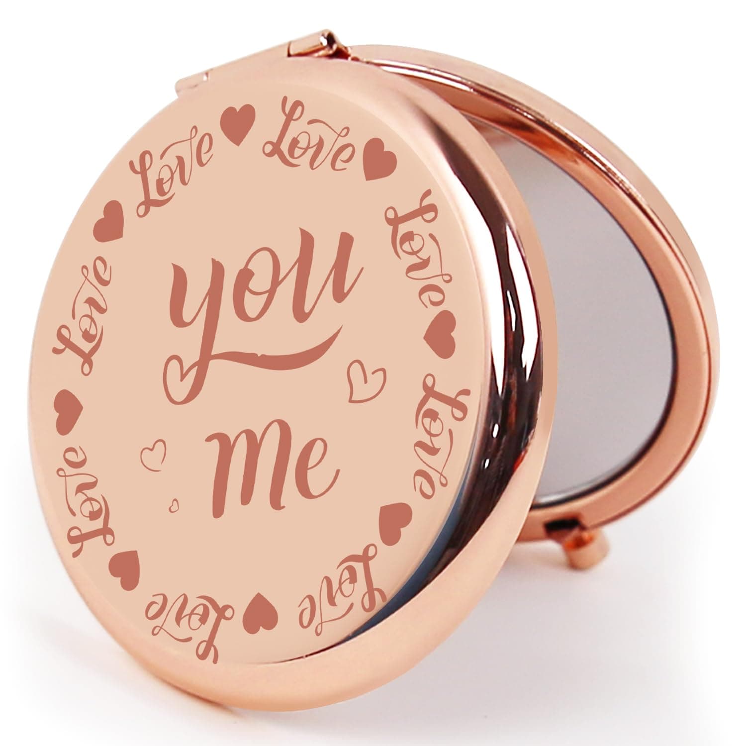 Compact Mirror Round 2.6” Metal Double Sided 1X/2X Engraved Pocket Mirror Gifts for Women Mom Wife Sister Daughter Niece Granddaughter (RGCn02)
