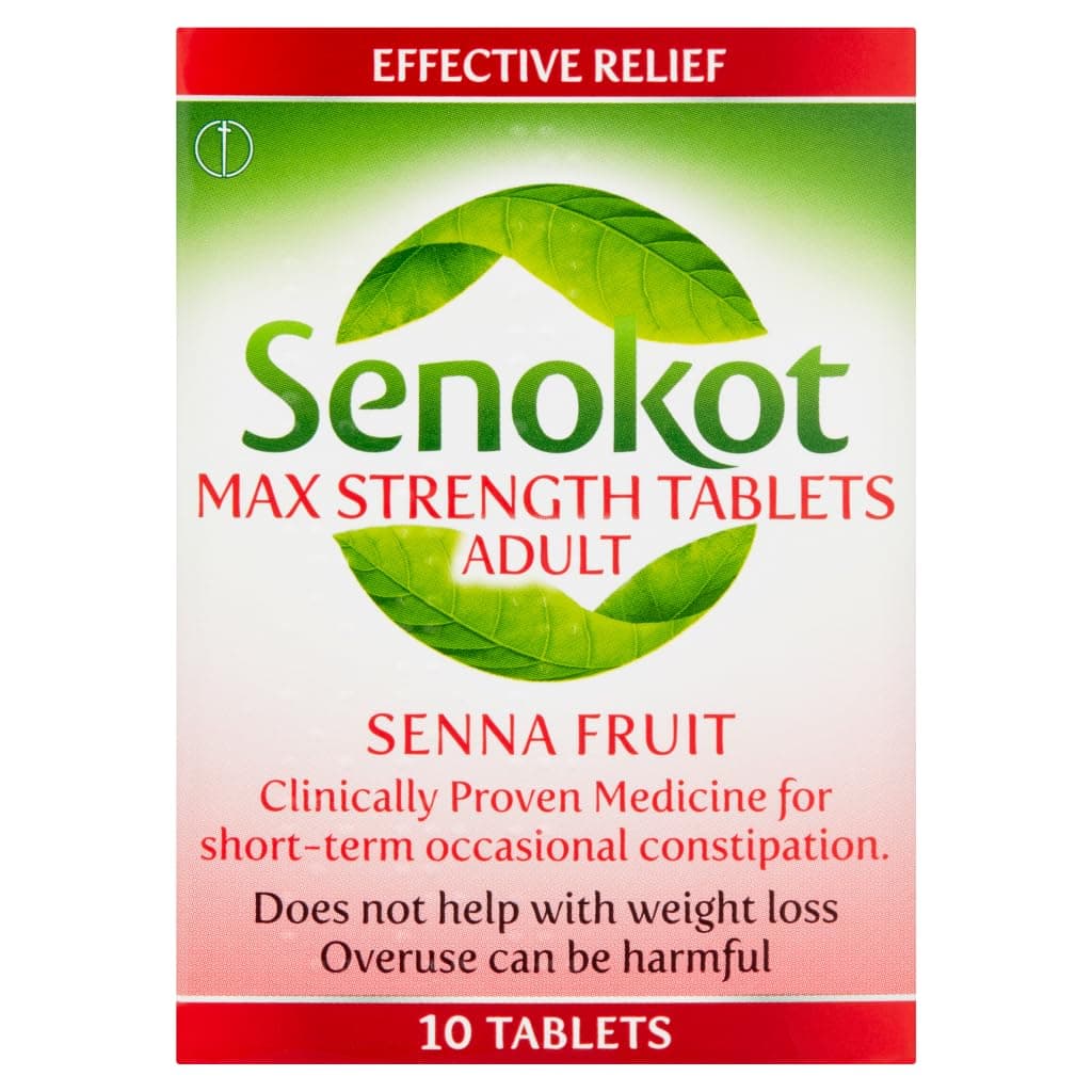 Strength Max Tablets Adults, Senna Fruit, 10 Count, Constipation Relief for Adults, Dual Action Laxative, Double Action Constipation Relief, Effective Overnight