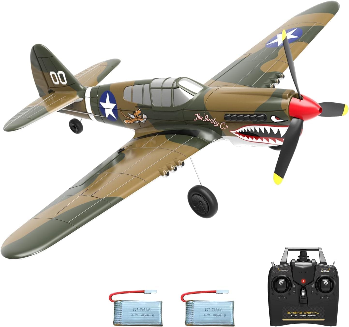 VOLANTEXRC RC Plane 4-CH Remote Control Airplane P40 Warhawk RTF Remote Control Plane for Beginners&Expert with Xpilot Stabilizer System, One-Key Aerobatic Feature (761-13 RTF)