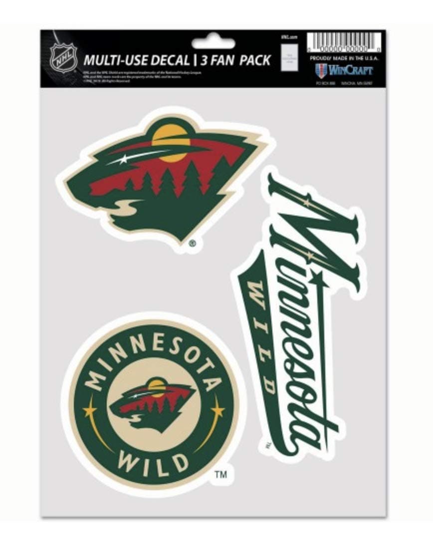 NHL Minnesota Wild Decal Multi Use Fan 3 Pack, Team Colors, One Size