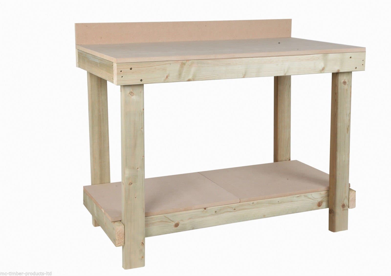 MC TIMBER PRODUCTS LTD 3ft MDF TOP WOODEN WORK BENCH With Rear Upstand - Heavy Duty & Strong