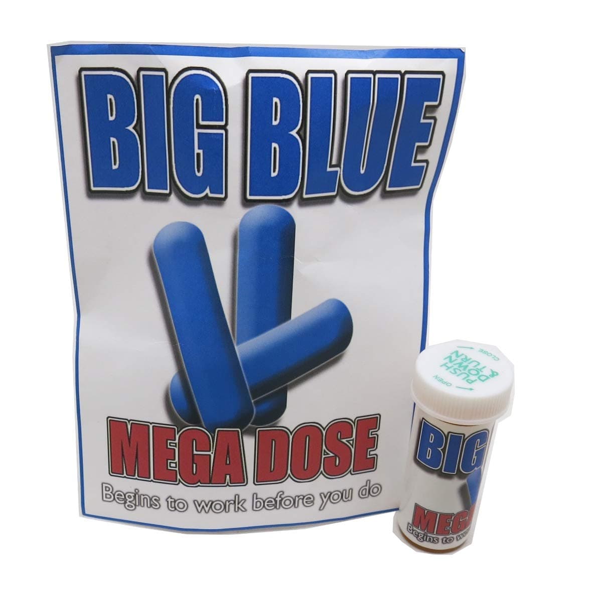Big Blue Mega Dose Gag Pills; Begins to Work Before You Do
