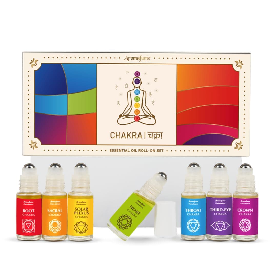 7 Chakra Essential Oil Roll-On Blend Gift Set by Aromafume | 7x 6ml/0.2 fl oz | Aromatherapy Oils for Meditation, Chakra Balance | Yoga & Reiki Gifts | Essential Oil Set for Plexus, Root Chakra & more