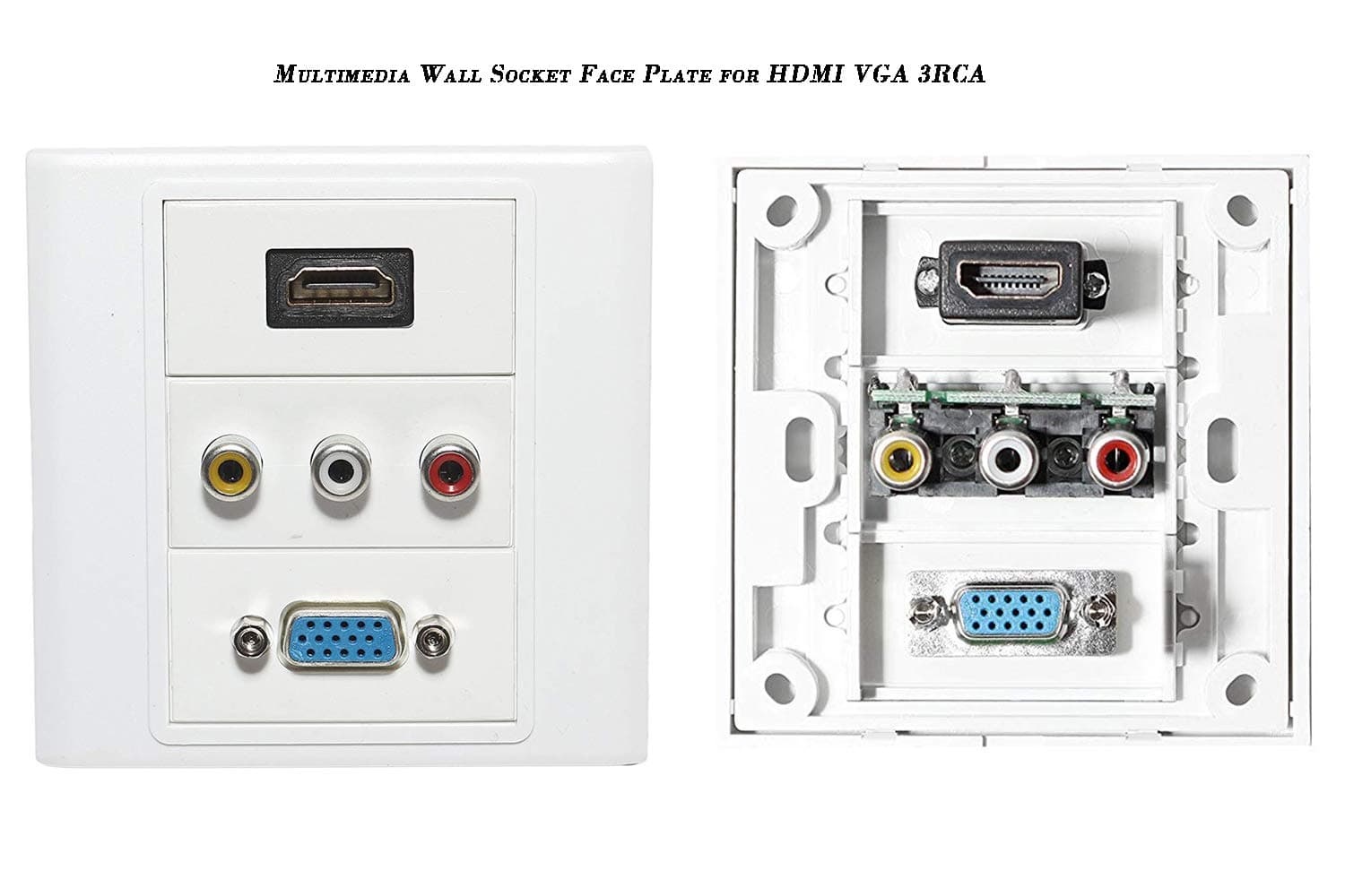 Oxyura™ Multimedia Wall Socket Face Plate for HDMI VGA 3RCA for Home Office