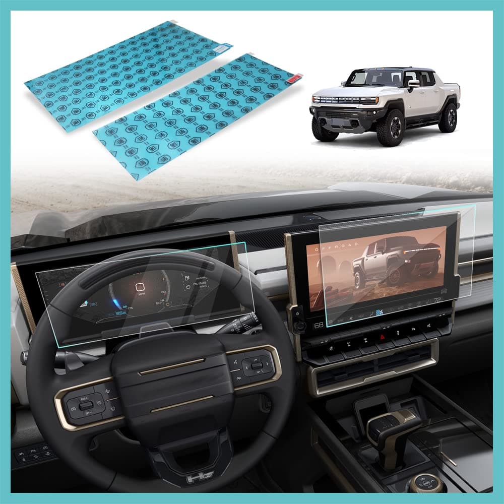 BestEvMod Compatible with Hummer EV 2022-2025 9H Screen Protector Dash and Navigator 2 PCs Set Accessories Center Control Screen Anti-Glare Anti-Fingerprint (HD)