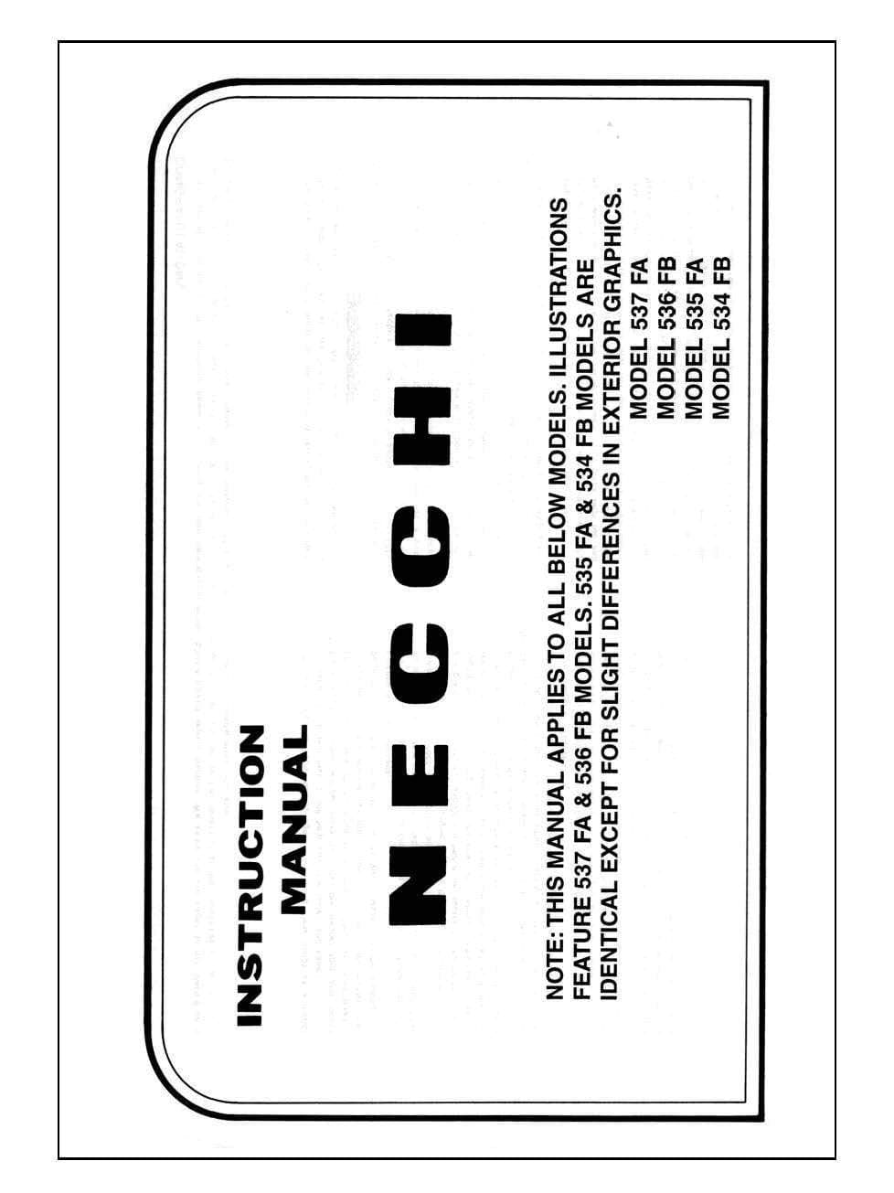 Instruction Manual for Necchi 537FA 536FB 535FA 534FB Sewing Machine