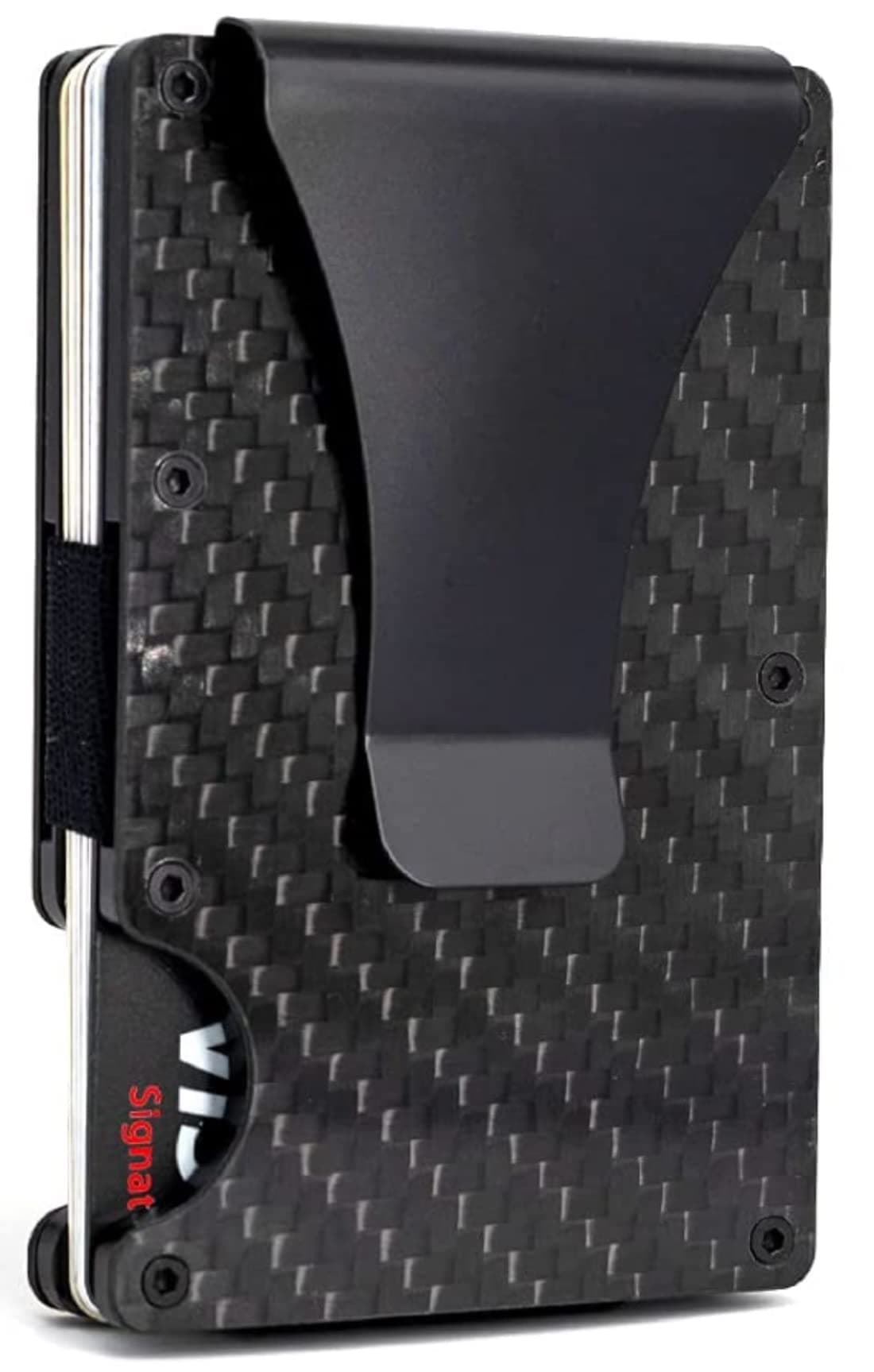 Minimalist Slim Wallet for Men - RFID Blocking Front Pocket Credit Card Holder - Aluminium Metal Small Mens Wallets with Money Clip | 10 Card Holder (Black)