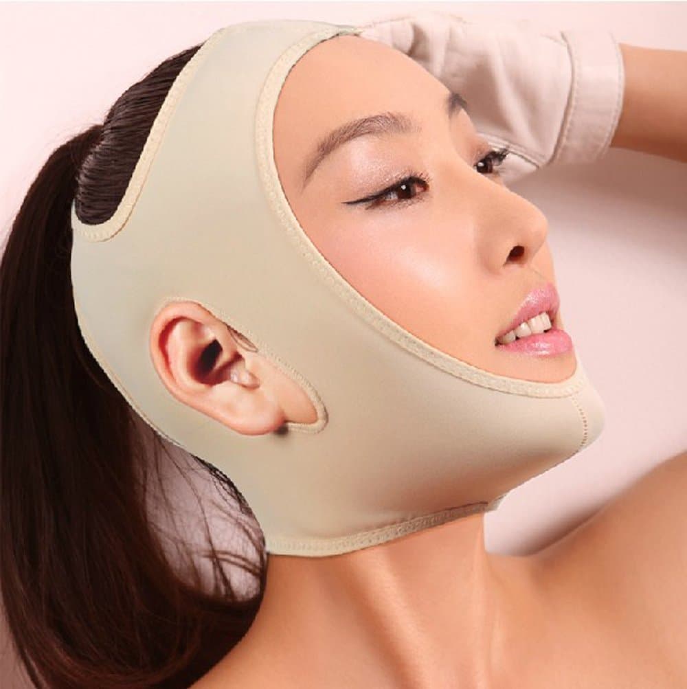 Smartele Wrinkle Face Slimming Cheek Mask Smooth Breathable Compression Chin Strap with Medium Neck Support Lift V Face Line Slim Up Belt Strap (XL)