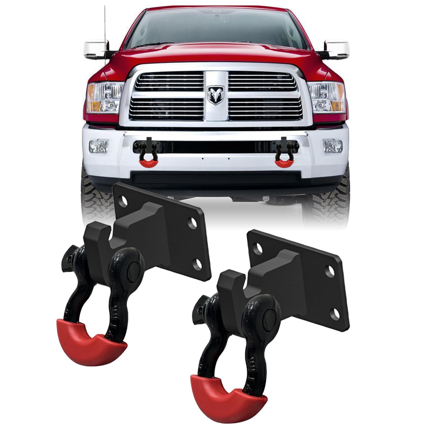 RAM Front Tow Hook Mount Bracket and D-Ring Compatible with 2010-2020 RAM 2500/3500/4500 D-Ring Shackle Bracket, Demon Hook Bracket Replacement