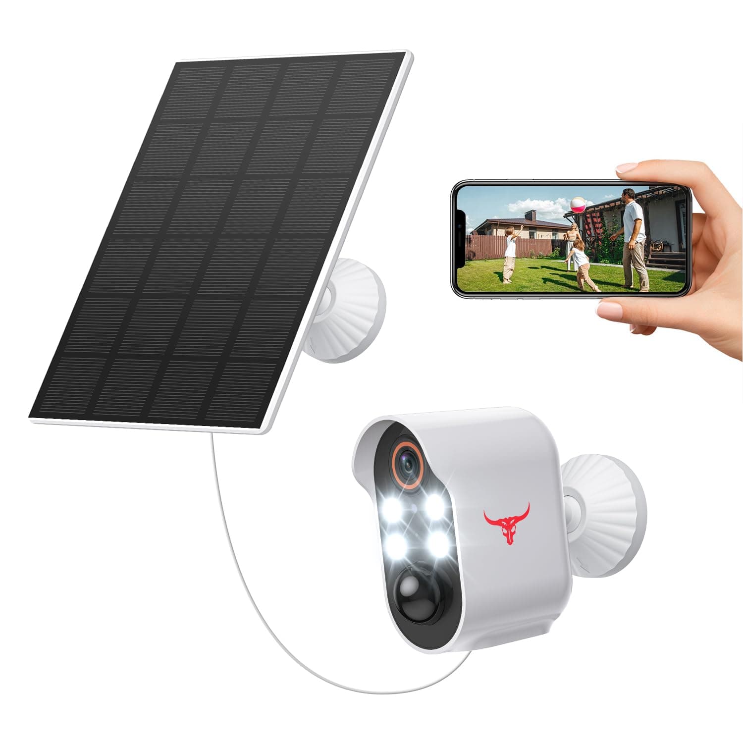 Wireless Outdoor Security Cameras with Solar Panel, 1080P Battery Powered, WiFi Monitoring, Indoor Camera with Two Way Talk, Intelligent Human Detection