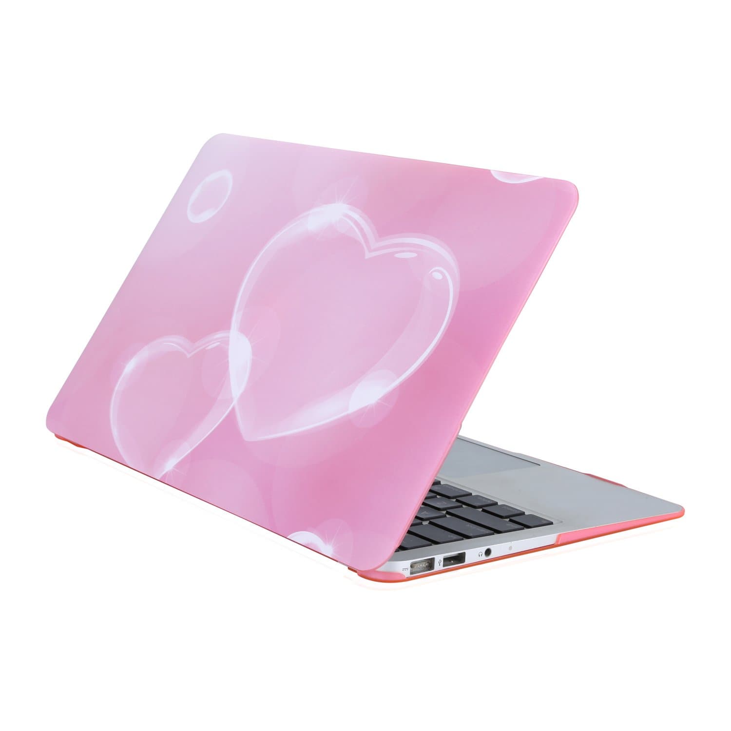 WINHI MacBook Air 13 Inch Case Hard Shell Folio Case Snap on Computer Cover for Model A1466 and A1369 (with Keyboard Protective Film & Mouse Pad)- Red Heart