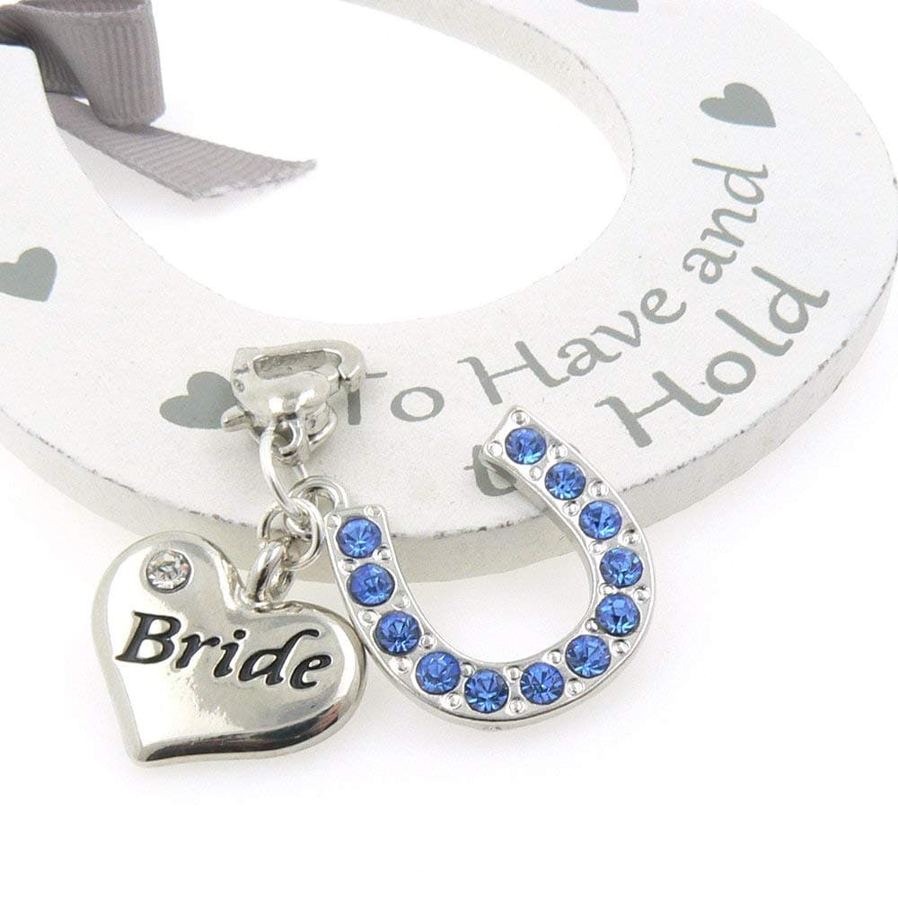 Horseshoe and Bride Wedding Garter Charm