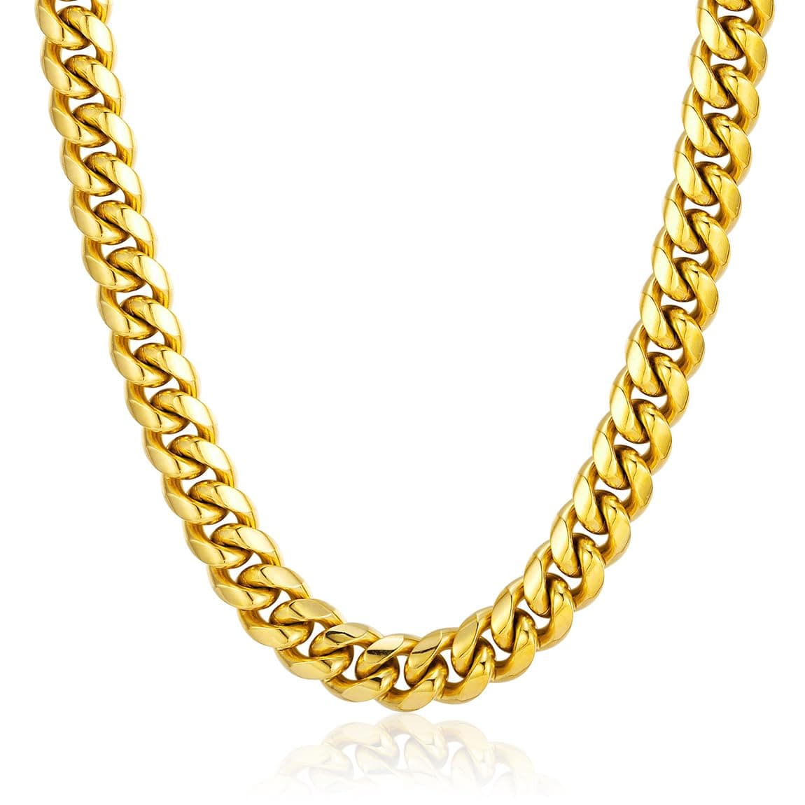 ChainsPro Men Chunky Miami Cuban Chain Necklace, Custom Available, 6/9/14mm Width, 18/20/22/24/26/28/30inch Length, Gold Plated/Stainless Steel/Black-with Gift Box