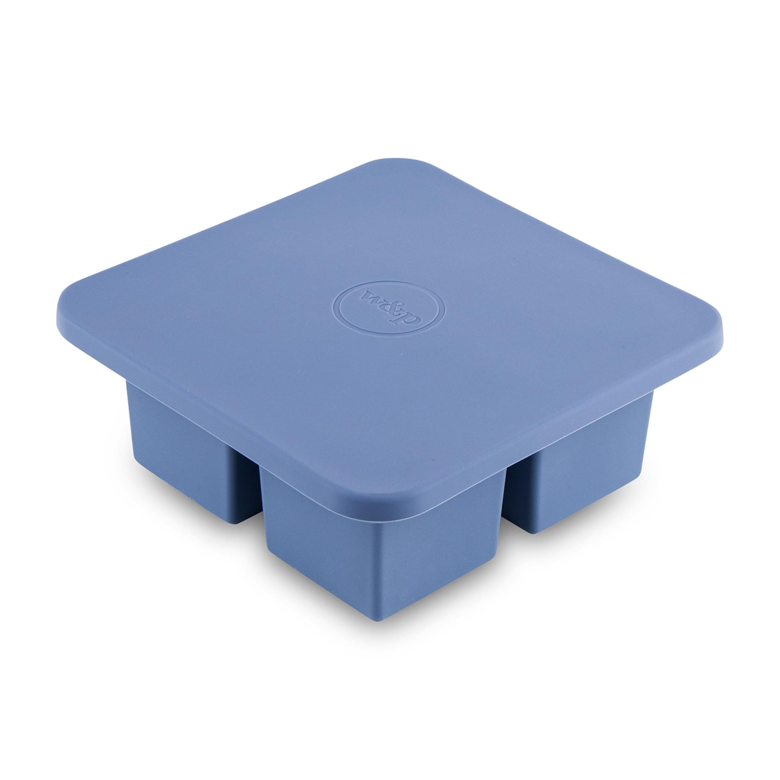 W&P Peak Silicone Extra Large Cube Ice Tray w/ Protective Lid | Blue Peak | Easy to Remove Ice Cubes | Food Grade Premium Silicone | Dishwasher Safe, BPA Free