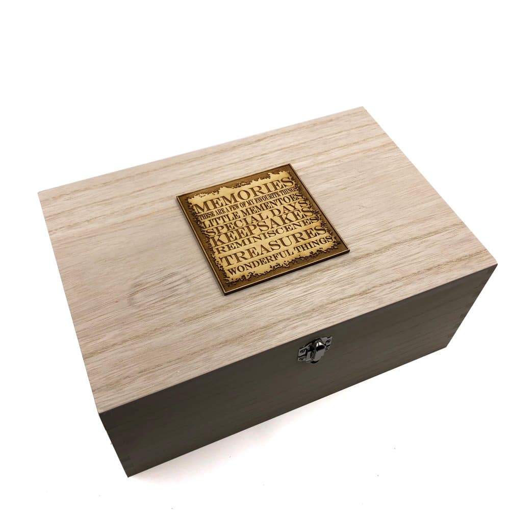 Raised Words Large Wooden Memory Keepsake Box
