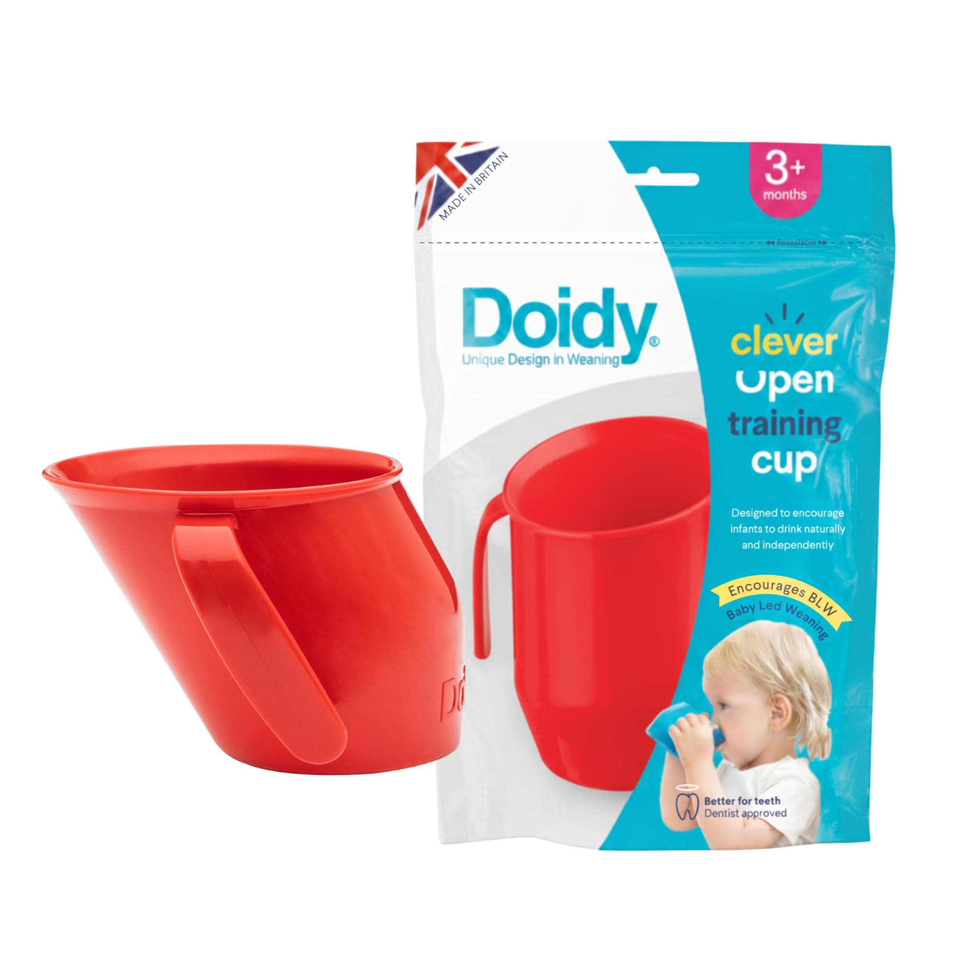Cup - Training Sippy Cups For Toddlers & Babies - Unique Slanted Design Two Handles Baby Beaker - Great Weaning Cup For Milk, Water & Juice - Use From 3-6 Months To Toddler (Red)