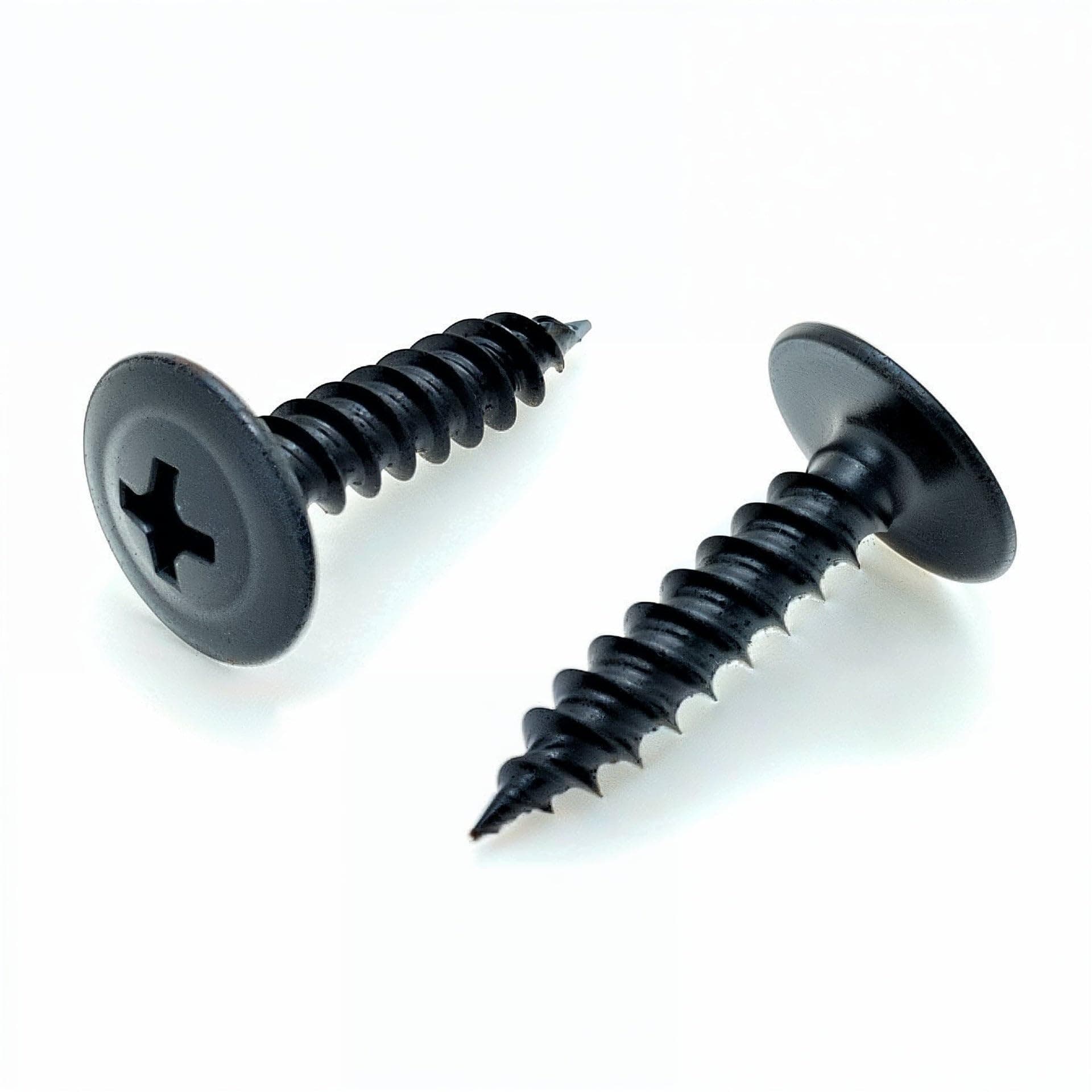 #8 x 3/4", 100 Qty Phillips Small Black Modified Truss Head Screws, Deep Thread Sharp Point, Carbon Steel Black Phosphate Coated Self-Tapping Screws for Wood & Metal (BCP1078)