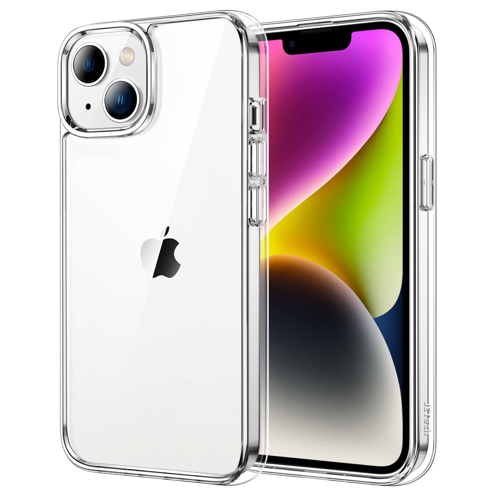 JETech Protective Case for iPhone 14 6.1" No Yellow Shock Absorbing Bumper Cover Scratch Resistant Clear Back (Clear)