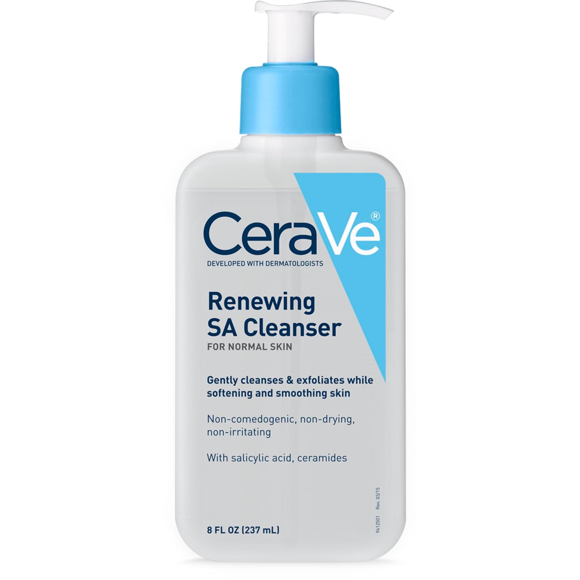 SA Smoothing Cleanser For Dry, Rough & Bumpy Skin, contains Salicylic Acid, Ceramides & Hyaluronic acid|Dermatologist Recommended Face wash (236ml)