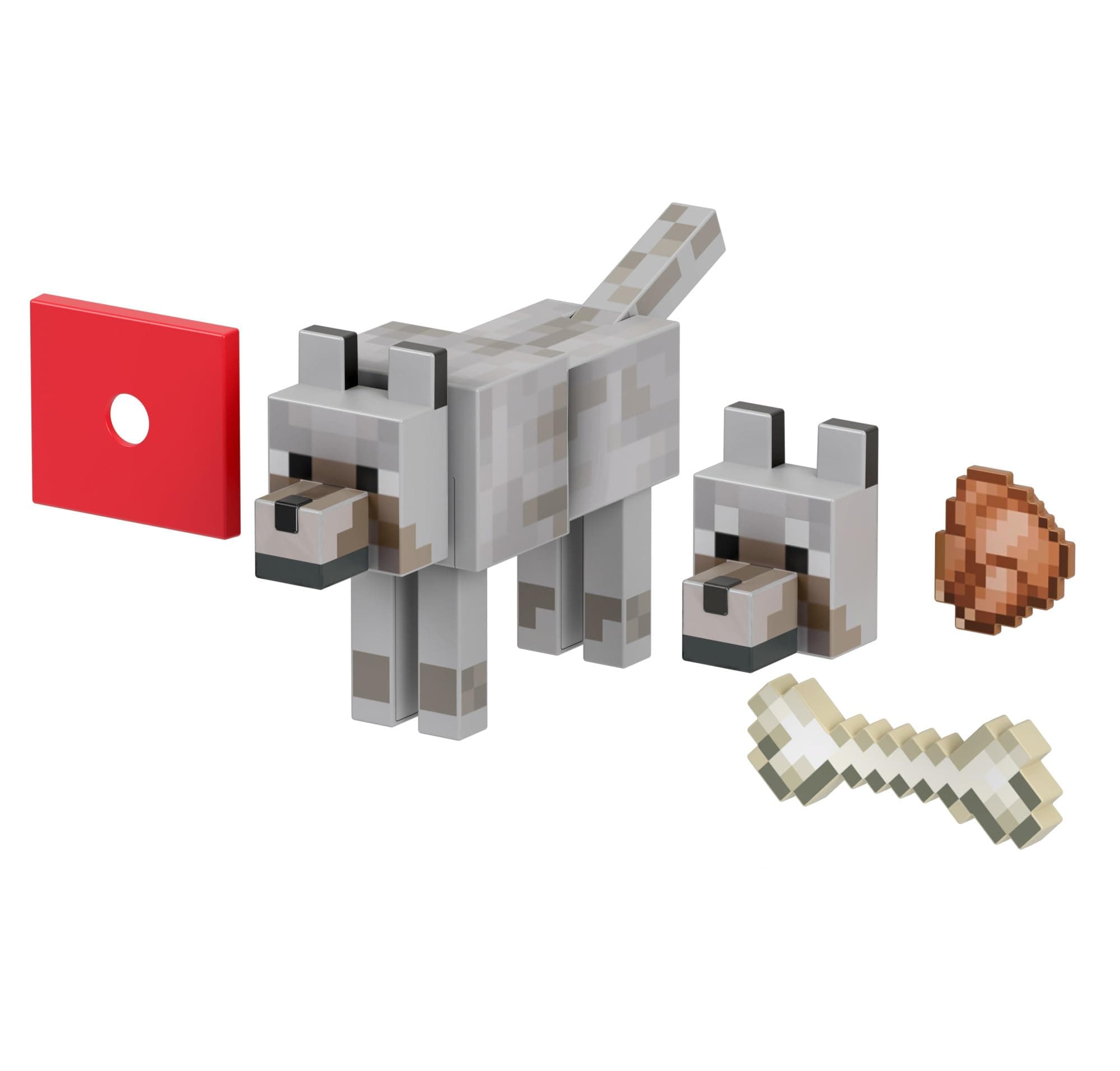 Minecraft Diamond Wolf Action Figure with Accessories Including Magnetic Bone, 5.5-inch Toy Collectible, HLN41