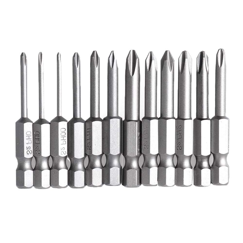 12Pcs Phillips Head Screwdriver Bit Set 1/4 Inch Hex Shank Magnetic Cross Head Screw Driver Bit | 2 Inch length