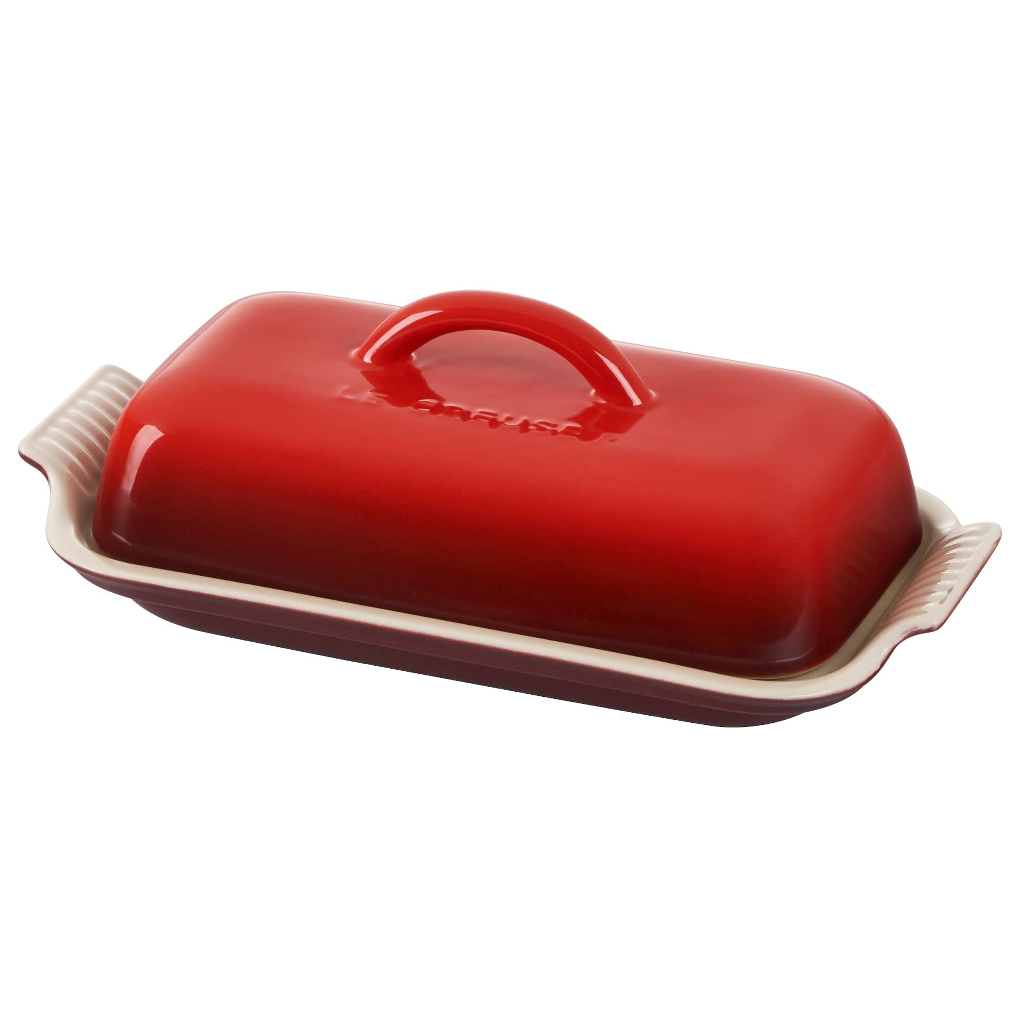 Stoneware Heritage Butter Dish, Cerise