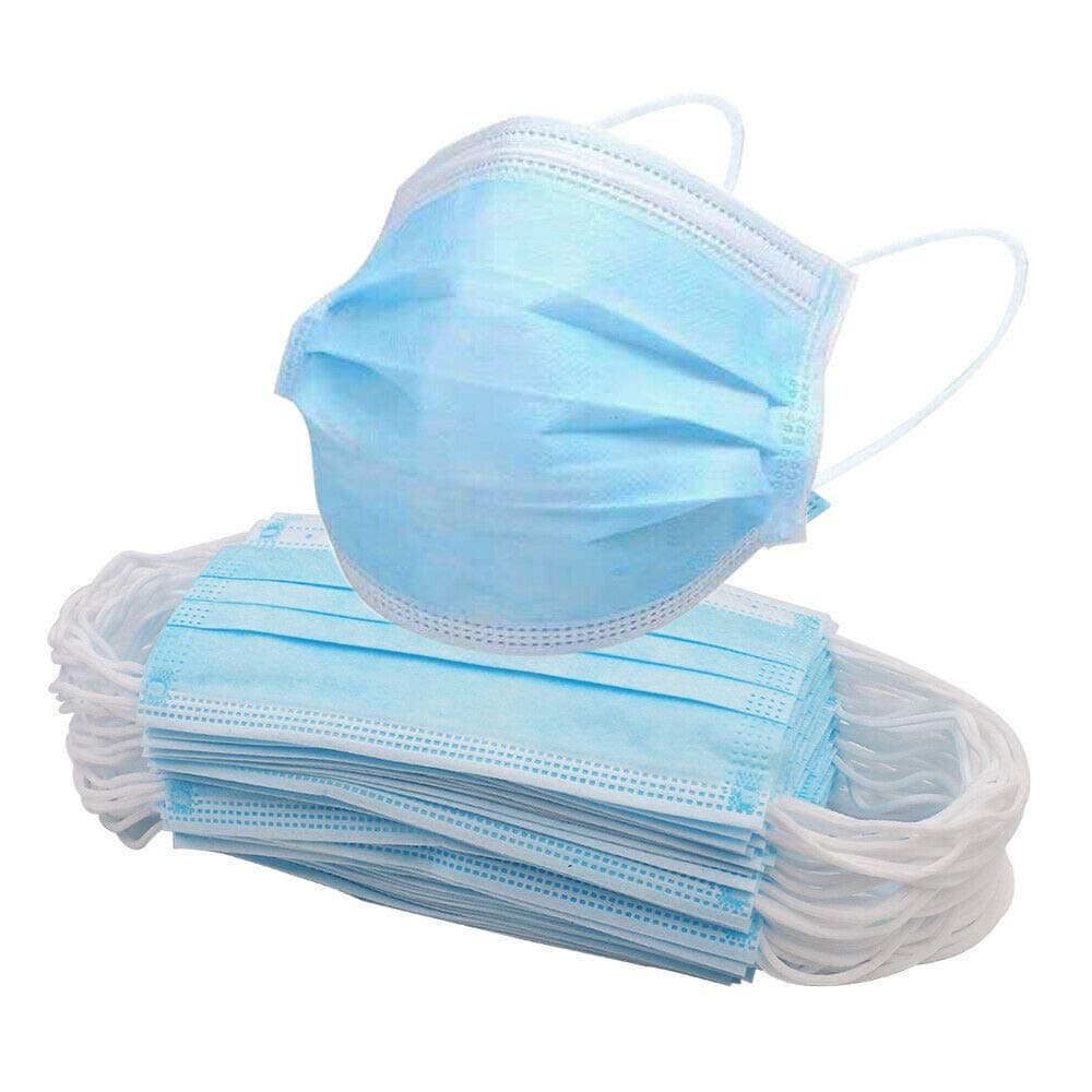 Protective Mask 3-Ply Face Masks - Earloop Polypropylene Blue Masks Supplied in Sealed Bag - Pack of 10