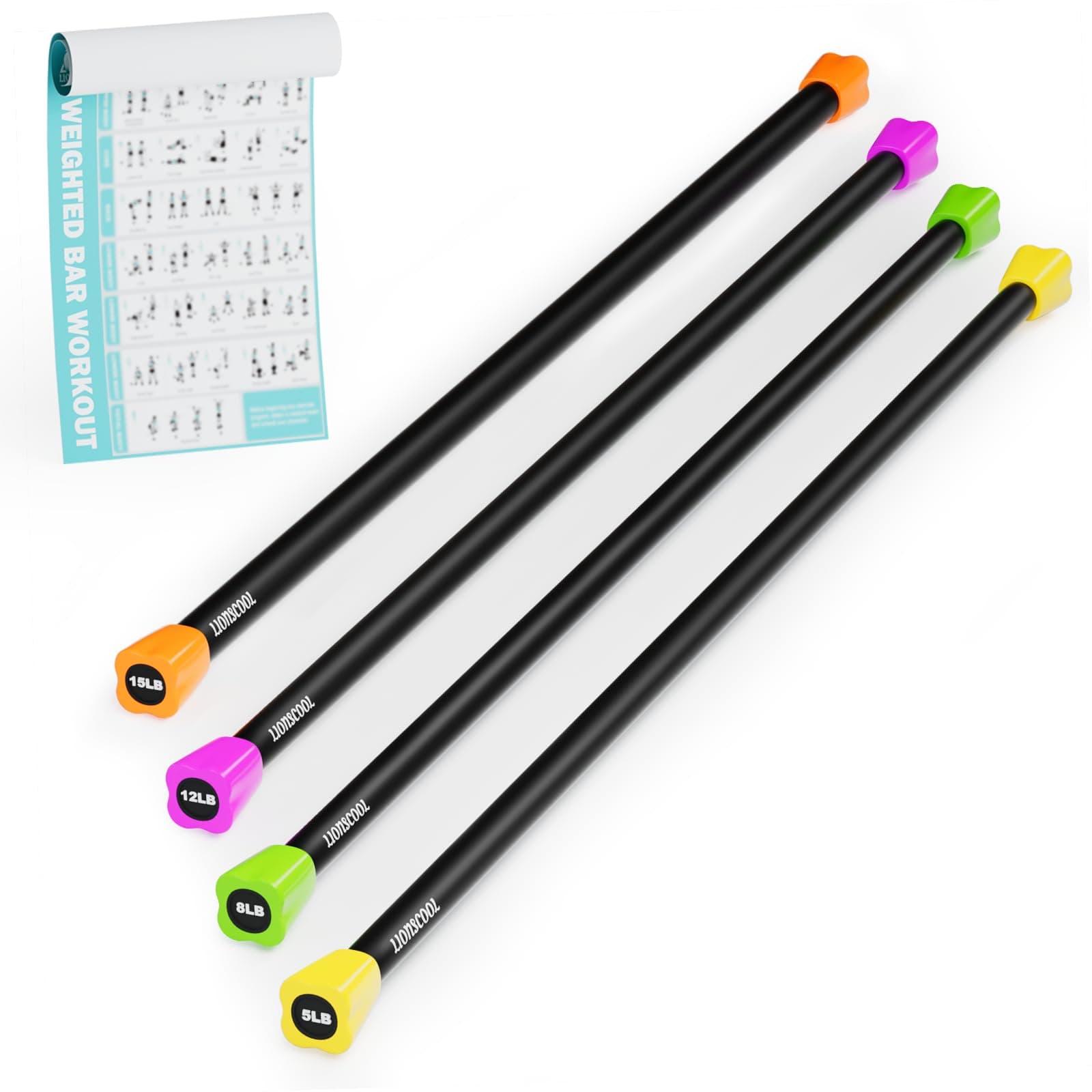 Workout Weighted Bar,Padded Exercise Weight Bar, Solid Steel Stretching weighted bar set for Body Sculpting, Physical Therapy,Body Toning