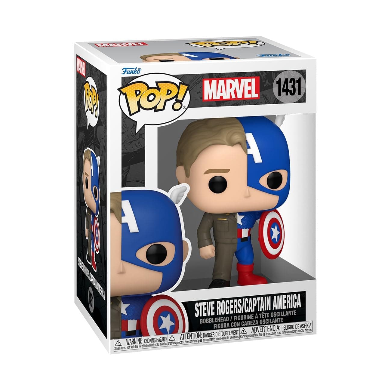 Funko Pop! Marvel: Split - Captain America A/Steve R - Marvel Comics - Collectable Vinyl Figure - Gift Idea - Official Merchandise - Toys for Kids & Adults - Comic Books Fans