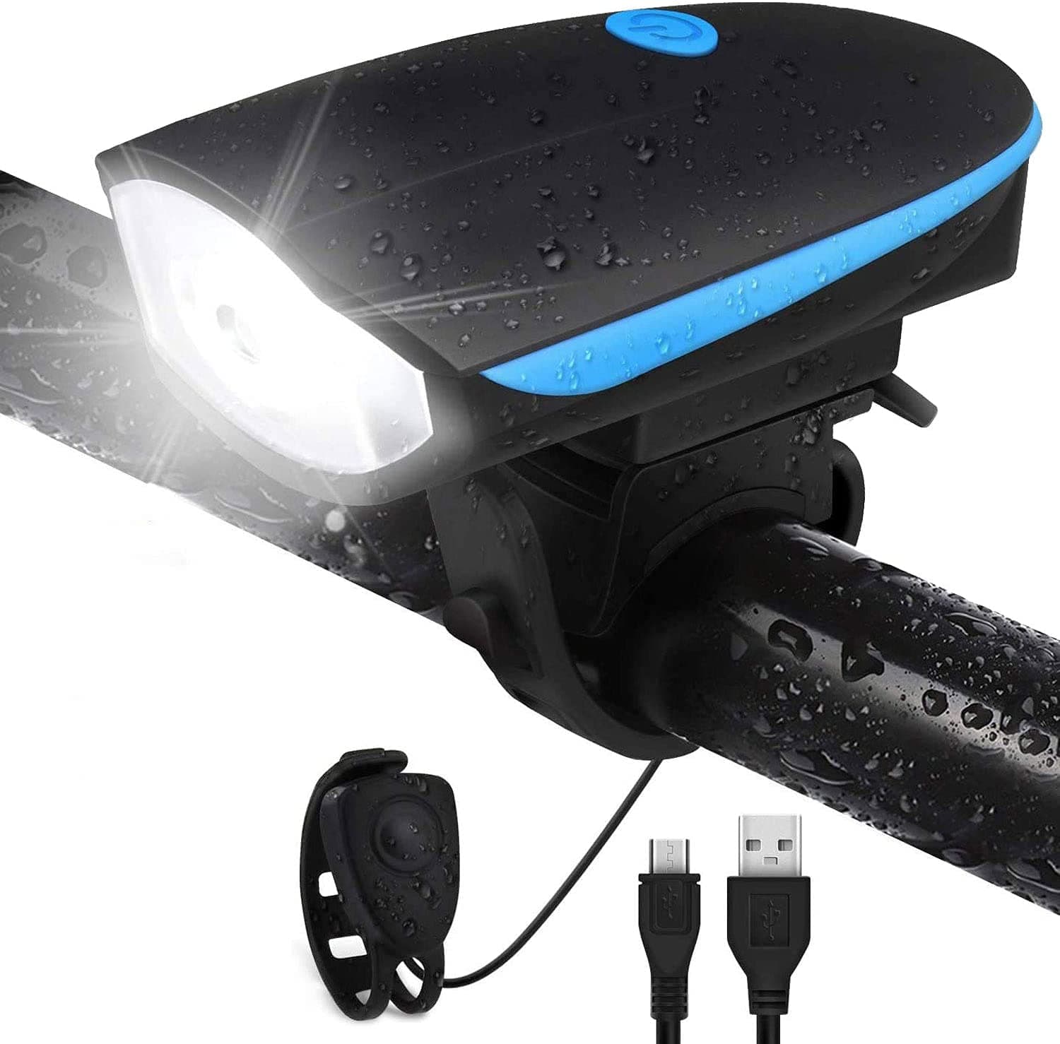 2-in-1 Rechargeable - Cycle Light (3 Modes) Cycle Light and Horn/Cycle Lights Rechargeable Waterproof (140 dB) Cycle Light with Horn Cycle LED Front Light