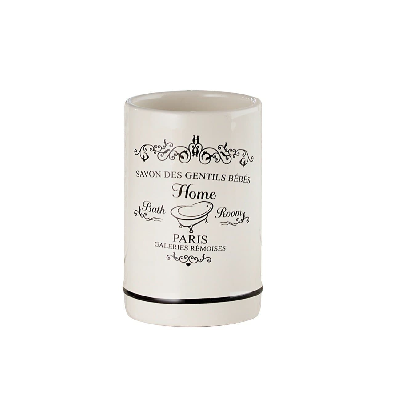 axentia Toothbrush Cup, Ceramic, Old White, 7.4 x 7.4 x 11.5 cm