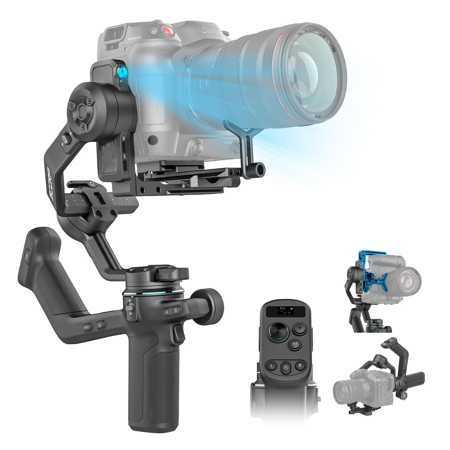 FeiyuTech SCORP-C2 AI Tracking Gimbal for Cameras,3-Axis Stabilizer for DSLR/Mirrorless Camera Sony/Canon/Panasonic/Nikon/Fujifilm,Native Vertical Shooting,Intelligent Tracking,Max 7.72lbs Payload